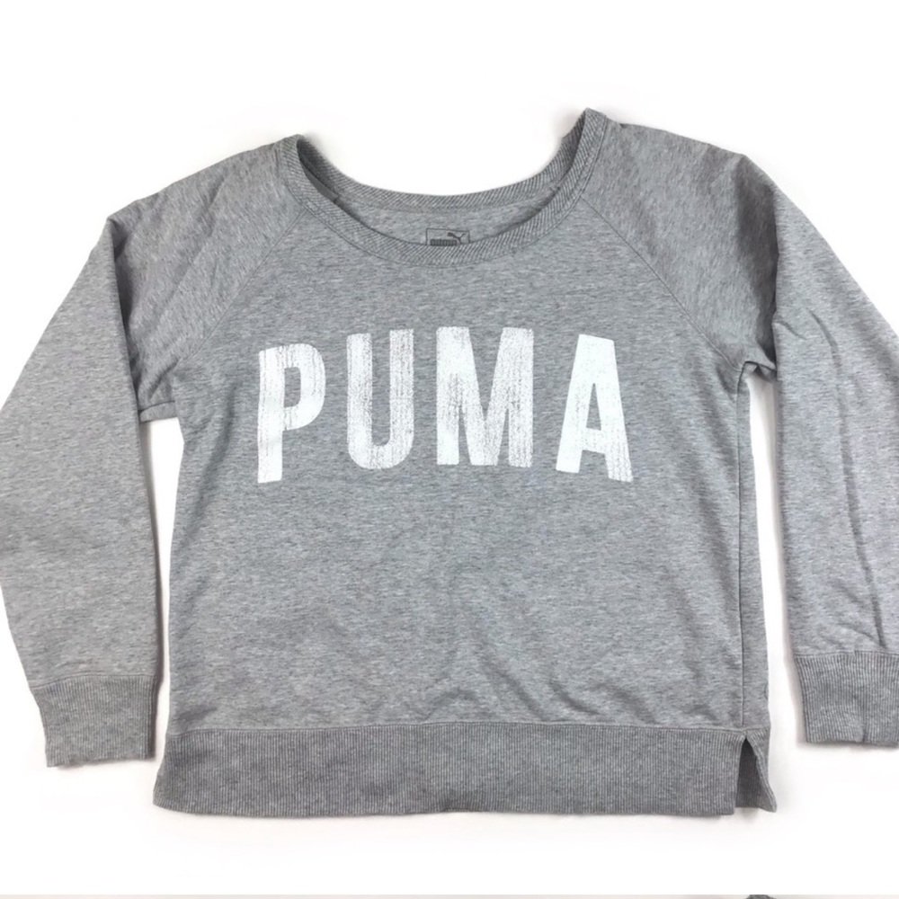 Puma spell out loose sweatshirt top gray L gym